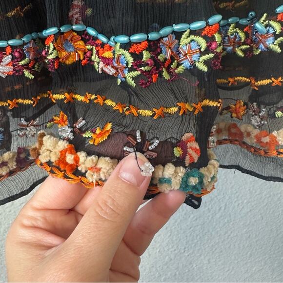 Vintage Y2K Spenser Jeremy Black Silk Beaded Midi Dress Size 4 Small - Picture 8 of 8